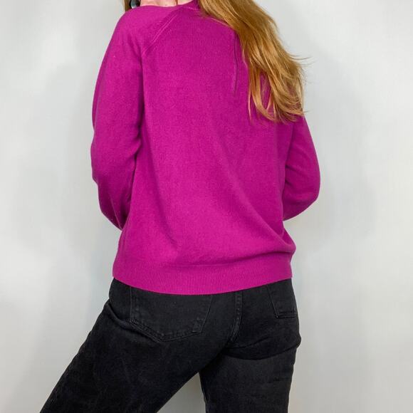 Vintage Unbranded Large Bright Hot Fuchsia Pink Mockneck Sweater - Picture 8 of 9